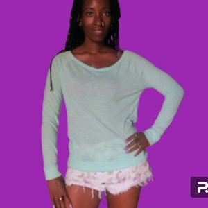 PINK Victoria's Secret light weight long sleeve top shirt in mint green size XS.